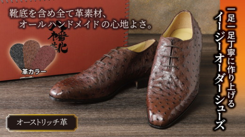手作りにこだわったオーダーシューズ・オーストリッチ革(本革)【革靴仕立て券送付】【R029W】 47358 - 滋賀県近江八幡市