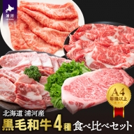 A4等級以上！「北海道浦河産黒毛和牛」4種食べ比べセット(計900g)[28-1150]