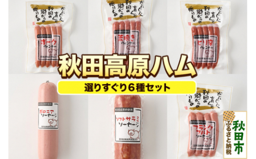 秋田高原ハム選りすぐりセット 計840g 6種(ポークウインナー 荒挽ウインナー ピリ辛ウインナー ボロニアソーセージ ソフトサラミ 荒挽フランク）