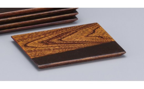 川連漆器 角銘々皿 木目布張 5枚組【山田漆器店】[H4-5601] 48631 - 秋田県湯沢市