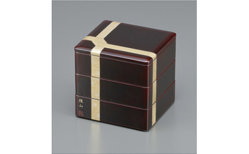 川連漆器 三段重箱 6.5分溜内朱【山田漆器店】[F5604] 48642 - 秋田県湯沢市