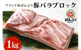 【ふるさと納税】ブランド豚「ばんぶぅ」豚バラブロック1kg ばんぶぅ 豚肉 豚バラ肉 ブロック肉 しゃぶしゃぶ 焼き肉 豚バラ 真空パック