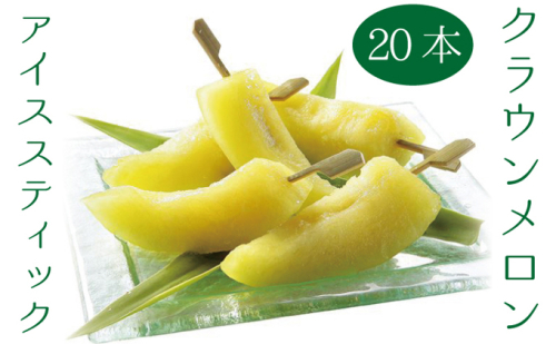 クラウンメロン アイススティック 20本 化粧箱入り 果物類 メロン 青肉 マスクメロン フルーツ 果物 冷凍メロン 高級 高級フルーツ 高級メロン 冷凍フルーツ 化粧箱 静岡 静岡県 森町 49312 - 静岡県森町
