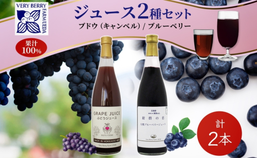 ブドウジュース 有機ブルーベリー ジュース 飲み比べ 各1本 計2本 セット キャンベル ぶどう 紺碧の恋 果汁 100％ お取り寄せ ギフト 北海道 仁木町 494272 - 北海道仁木町