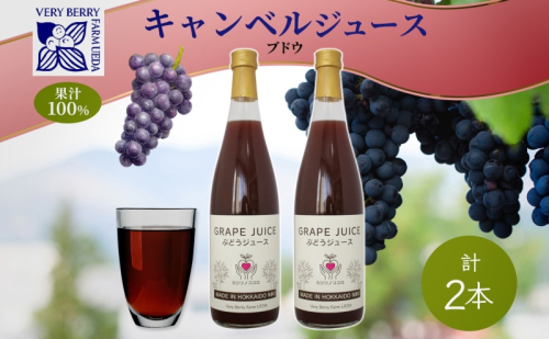 ぶどうジュース 710ml 2本 セット キャンベルアーリー 葡萄 果汁 100％ お取り寄せ ギフト 新鮮 北海道 仁木町 494279 - 北海道仁木町