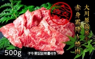 [№5852-0386]「大川原高原牛」赤身・霜降り焼肉　500g 　