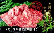 [№5852-0379]「大川原高原牛」赤身・霜降り焼肉　1kg 　