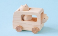 コロコロバス3匹セット(イヌ・ネコ・ウサギ)【2歳・3歳・おもちゃ・無塗装・知育玩具】