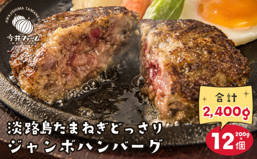 淡路島たまねぎどっさりジャンボハンバーグ 200g×12個　　[ジューシー 合挽  淡路島ハンバーグ] 509616 - 兵庫県淡路市