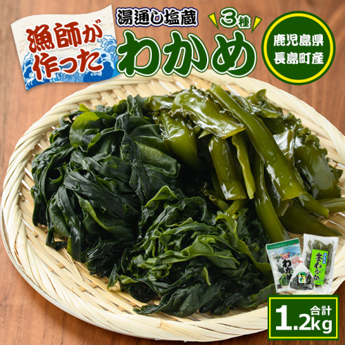 菊栄丸の手作り湯通し塩蔵わかめセット(計1.2kg)【菊栄丸水産】kiku-7163 51243 - 鹿児島県長島町