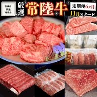 《 定期便 11月スタート 》 厳選 『 常陸牛 』 6ヶ月セット ( 茨城県共通返礼品 ) 肉 焼肉 国産 霜降 サーロイン もも ハンバーグ ステーキ すき焼き しゃぶしゃぶ