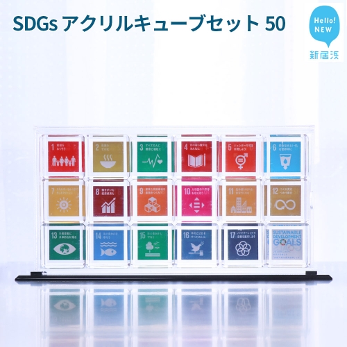 SDGs アクリルキューブセット50 キューブ(50mm) ×18個 専用スライド型ケース 専用台 513769 - 愛媛県新居浜市