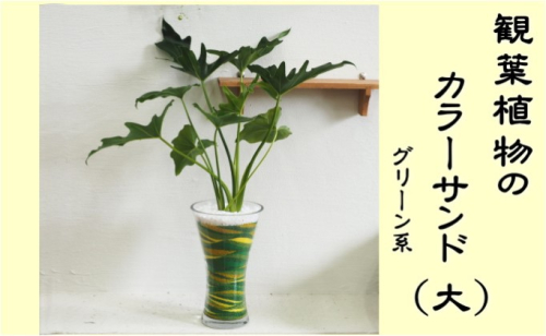 カラーサンド（ガラス花器：大）グリーン系 植物 インテリア 飾り 緑 部屋 玄関 グリーンインテリア アート感覚 寄せ植え 1点もの  518572 - 福岡県朝倉市