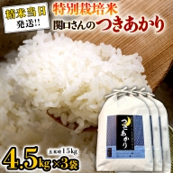《 特別栽培米 》 令和5年産 精米日出荷 関口さんの「 つきあかり 」 4.5kg × 3袋  ( 玄米時 15kg ) 新鮮 精米 米 こめ コメ 特別栽培農産物 認定米