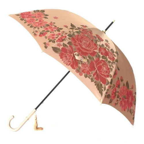 槙田商店【晴雨兼用】長傘 ”絵おり” 大バラ：ベージュ FAA5070 522557 - 山梨県富士河口湖町