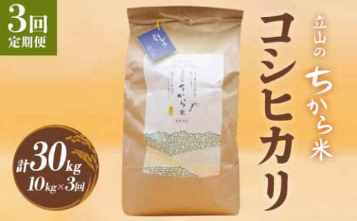 【3回 定期便 】立山のちから米 コシヒカリ 10kg×3回 総計30kg たてやま 米 こめ お米 コメ 精米 白米 こしひかり 美味しい 富山県 立山町 F6T-540 52266 - 富山県立山町