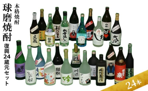 本格焼酎【球磨焼酎 復興24蔵元セット】（全24本） お酒 アルコール 米 良質な水 厳選 復興セット 被災 飲み比べ  523659 - 熊本県錦町