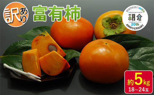 【朝倉市制施行20周年記念企画】 訳あり 柿 富有柿 約5kg 18～24玉 配送不可 離島 果物 フルーツ 秋の味覚 旬 デザート 果実 柿の王様 甘柿 代表品種 朝倉の柿 おやつ  525056 - 福岡県朝倉市