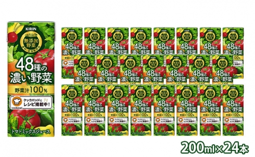 キリン 無添加野菜 48種の濃い野菜100% 200ml LLスリム ×24本 526508 - 茨城県常総市