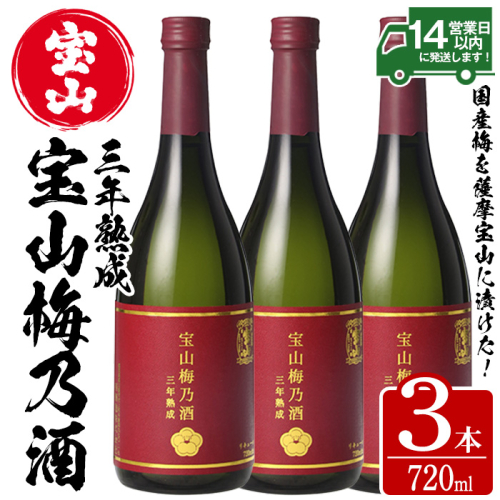 No.916 宝山梅乃酒 三年熟成(720ml×3本) 【西酒造】 526792 - 鹿児島県日置市