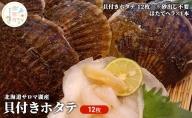 [国内消費拡大求む] 北海道 サロマ湖産 貝付き ホタテ 12枚 [日時指定不可] 帆立 ほたて 国産 殻付き 冷蔵