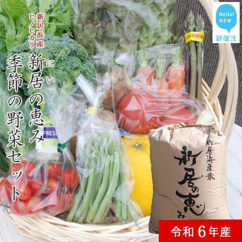 白米 えひめ未来農業協同組合 ブランド米 「新居の恵み (ヒノヒカリ) 令和6年産」 5kg と 季節の野菜 約2kg セット（クール便でお届け） 52917 - 愛媛県新居浜市