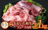 おおいた和牛 スジ肉 すね肉 (合計1㎏)  【DP53】【 (株)まるひで】