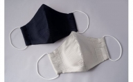 【受注生産】匠の技術で織り上げる美しいシルクマスク（抗菌）2枚セット（グレンチェック ネイビー&シルバー）
