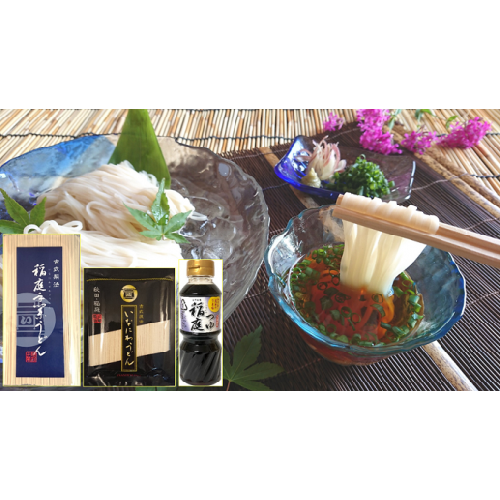 A1503 稲庭手業うどん2種・稲庭つゆ付(約9人前)
