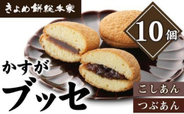 【ふるさと納税】【和風ブッセ】かすが10個入（個包装）自家製こしあん・つぶあん食比べ