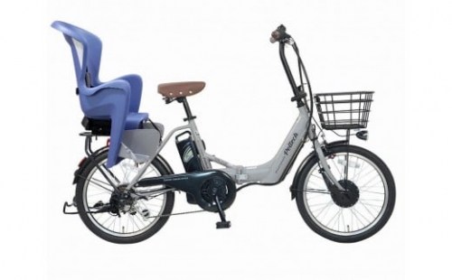【マットグレー×ブルー/グレイ】子育て世帯の必需品電動アシスト自転車、チャイルドシートセット