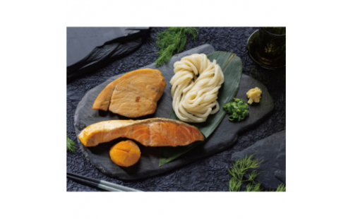 伊達な晩酌プレート(玄昌石プレート・伊達の燻製3種・うどん)【1355007】 536243 - 宮城県宮城県庁