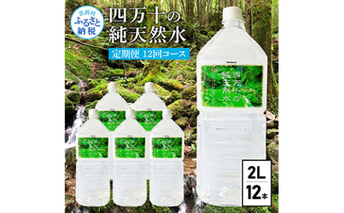 t136sks　《定期便》 四万十の純天然水 (2L×6本)×2ケース 12回コース 水 天然水 軟水 モンドセレクション金賞受賞 ナチュラルミネラルウォーター 93000円 健康 おいしい 飲みやすい おすすめ 定期購入 定期便 故郷納税 返礼品 高知 四万十川 ご家庭用 まとめ買い 538515 - 高知県芸西村