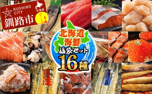 北海道海鮮福袋セット 16種 ほたて いくら 鮭 サーモン さんま ほっけ カニ 毛がに サバ 明太子 こまい とば つぶ 鮭カマ つまみ おかず 全16種 16点 セット 海鮮丼 魚介 魚 北海道 焼き魚 F4F-1723