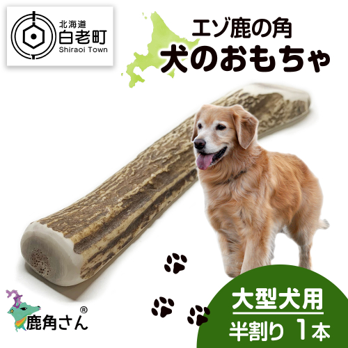 鹿の角 エゾシカ 犬のおもちゃ 『鹿角さん』 大型犬用　半割り　１本 541090 - 北海道白老町