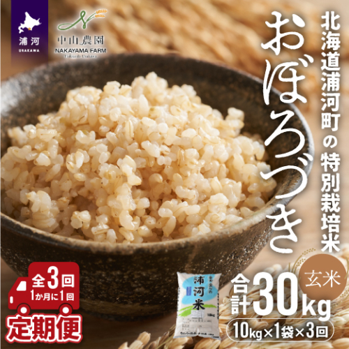 【新米発送！】北海道浦河町の特別栽培米「おぼろづき」玄米(10kg×1袋)定期便(全3回)[37-1176] 543151 - 北海道浦河町