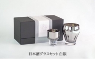 [№5695-1283]Jewelry・Glass／日本酒グラスセット 白銀 【ガラス 強化ガラス チタン】