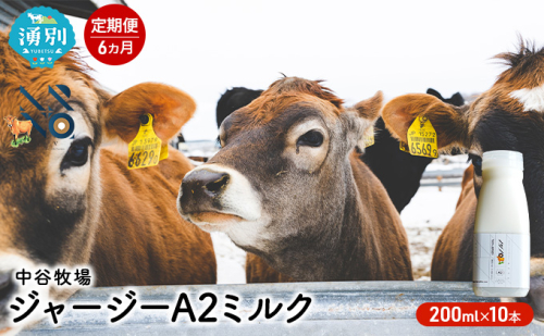 【6カ月定期便】中谷牧場 ジャージー A2ミルク 200ml×10本 ジャージー牛 やさしい 国産 オホーツク北海道 牛乳北海道産 ジャージー牛乳 飲み物 朝食 生乳 牧場のミルク 牧場の牛乳 こども  559802 - 北海道湧別町