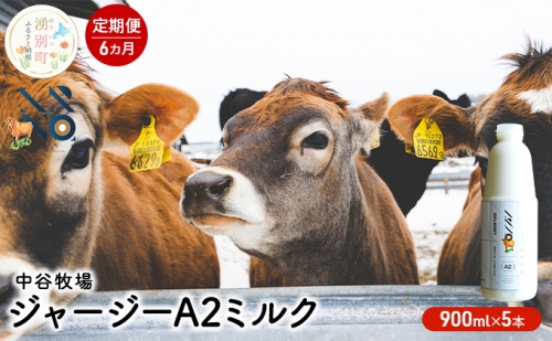 【6カ月定期便】中谷牧場 ジャージーA2ミルク　900ml×5本 559804 - 北海道湧別町