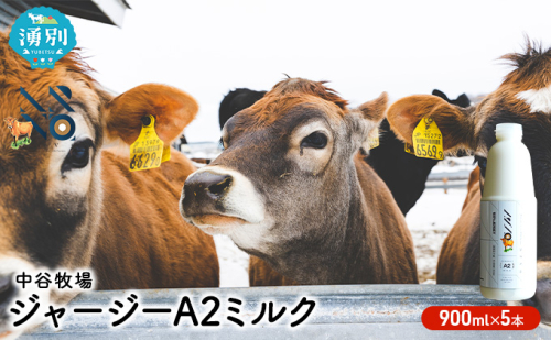 中谷牧場 ジャージー A2ミルク 900ml×5本 ジャージー牛 やさしい 国産 オホーツク北海道 牛乳北海道産 ジャージー牛乳 飲み物 朝食 生乳 牧場のミルク 牧場の牛乳 こども  559808 - 北海道湧別町