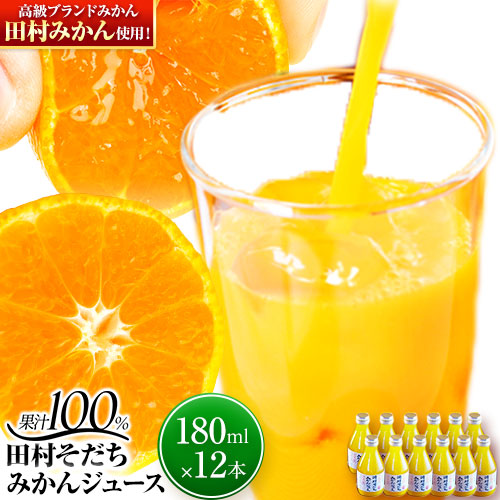 果汁100% 田村そだちみかんジュース 180ml×12本 株式会社魚鶴商店《30