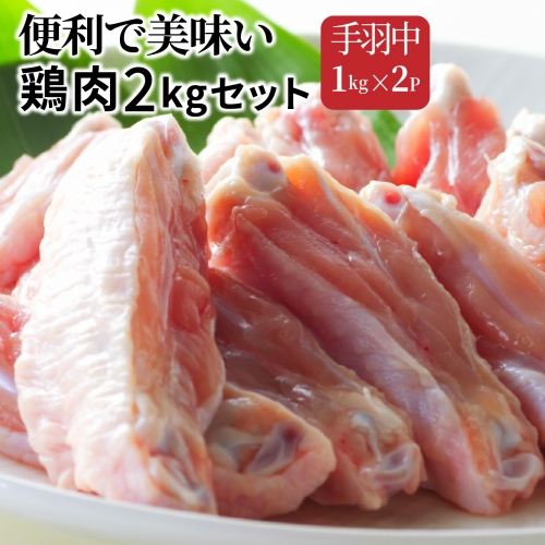 便利で美味い鶏肉2kgセット/手羽中1kg×2P 56161 - 大分県国東市