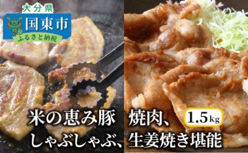 米の恵み豚/焼肉,しゃぶしゃぶ,生姜焼き堪能1.5kg 56200 - 大分県国東市
