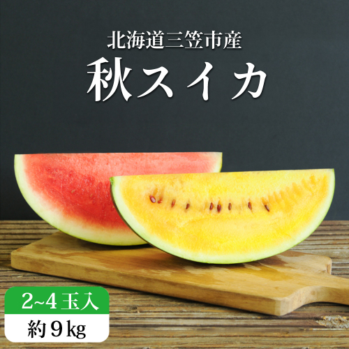 《2026年分受付中》秋に収穫される赤色スイカor黄色スイカ2～4玉(約9kg)【01149】 562207 - 北海道三笠市