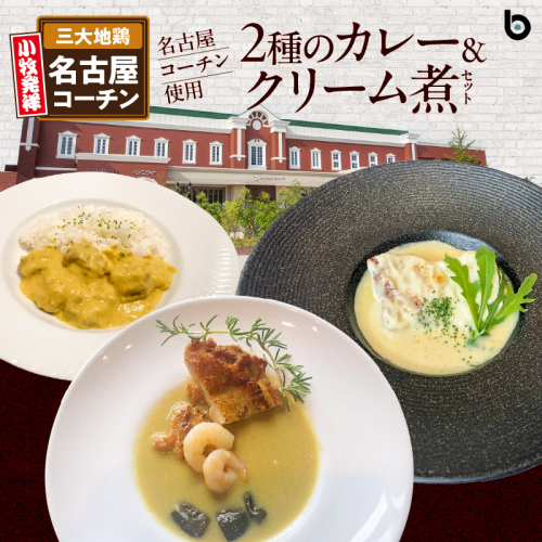 名古屋コーチン2種のカレーと名古屋コーチンクリーム煮セット[057M07] 562543 - 愛知県小牧市