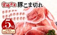 宮崎県産 豚こま切れ (250g×20パック) 合計5kg【豚肉 小分け 小間切れ】_M201-013