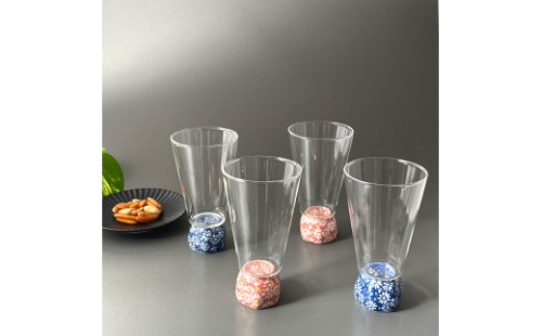 有田焼 ひとくちグラス（赤・青小菊 各2個セット）東洋セラミックス 食器 器 うつわ 陶磁器 皿 ギフト 贈答 35000円 3.5万円 A35-458 563881 - 佐賀県有田町