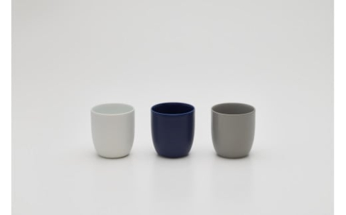 2016/ LR Cup Set【2016/オリジナル】有田焼 食器 カップ フリーカップ 3個 ホワイト ダークブルー グレー シンプル A25-620 565806 - 佐賀県有田町