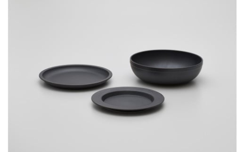 2016/ TY Black Set【2016/オリジナル】有田焼 食器 器 皿 中皿 リム皿 鉢 中鉢 食器セット 3点 プレート ボウル ブラック シンプル A50-287 565813 - 佐賀県有田町