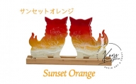 【波のデザインカットボード】シーサー　置物　サンセットオレンジ